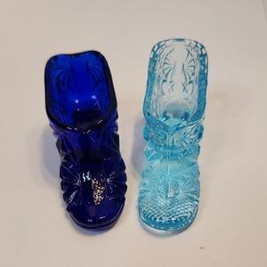 Small Colored Glass Boots 1" X 3" Cobalt Boot Is More Square On The Heel